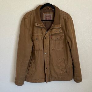 Levi's Men's Tan Canvas Field Jacket L Brown Quilted Lining Western Outerwear